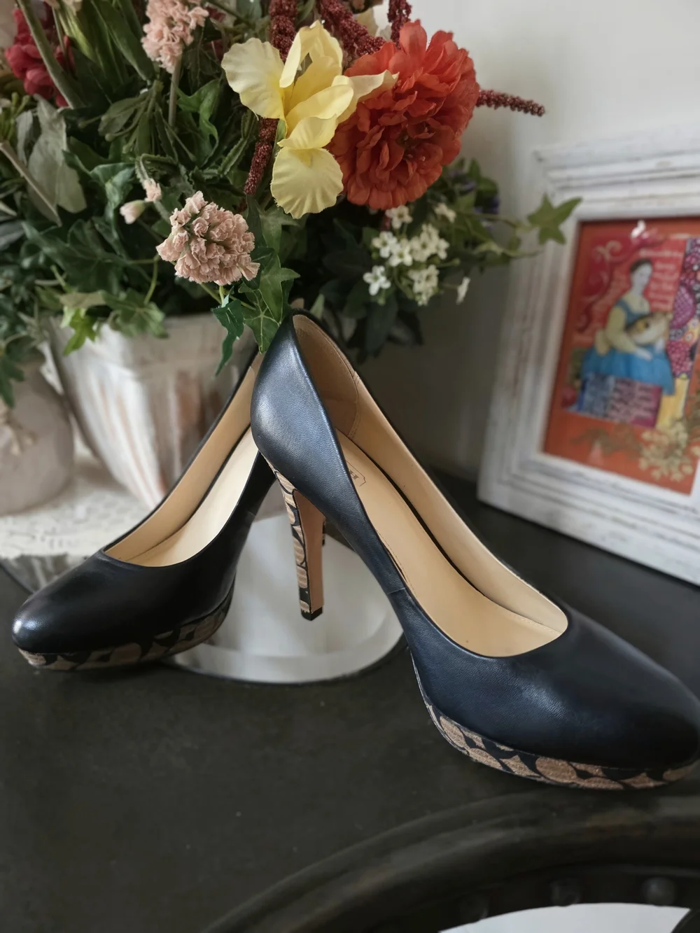 Coach Alexa Black Leather Platform Heels